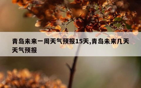 青岛未来一周天气预报15天,青岛未来几天天气预报