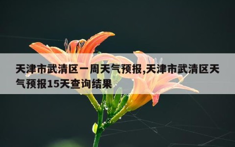 天津市武清区一周天气预报,天津市武清区天气预报15天查询结果