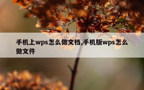 手机上wps怎么做文档,手机版wps怎么做文件