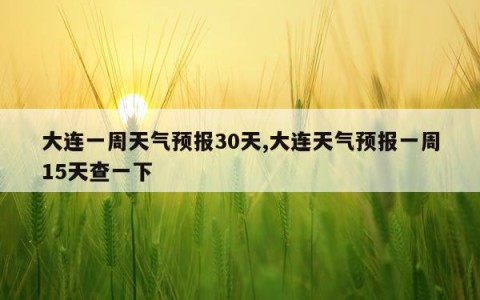 大连一周天气预报30天,大连天气预报一周15天查一下