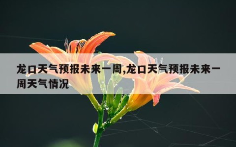 龙口天气预报未来一周,龙口天气预报未来一周天气情况