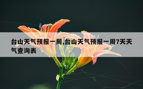 台山天气预报一周,台山天气预报一周7天天气查询表