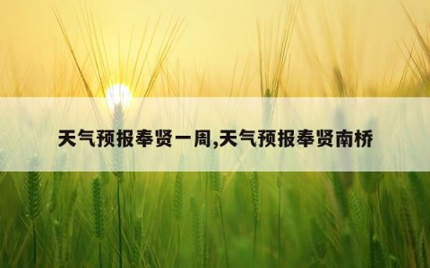 天气预报奉贤一周,天气预报奉贤南桥
