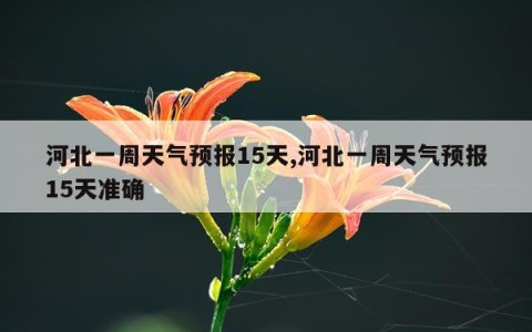 河北一周天气预报15天,河北一周天气预报15天准确