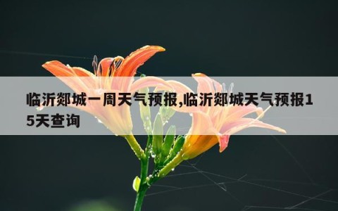 临沂郯城一周天气预报,临沂郯城天气预报15天查询
