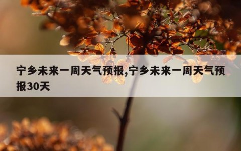 宁乡未来一周天气预报,宁乡未来一周天气预报30天