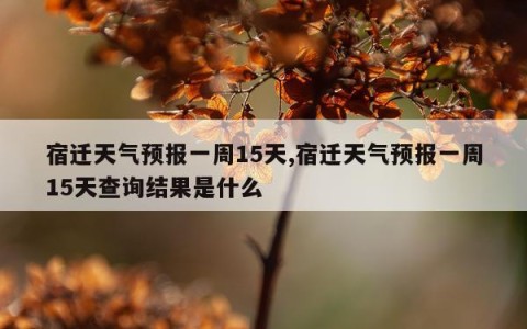 宿迁天气预报一周15天,宿迁天气预报一周15天查询结果是什么