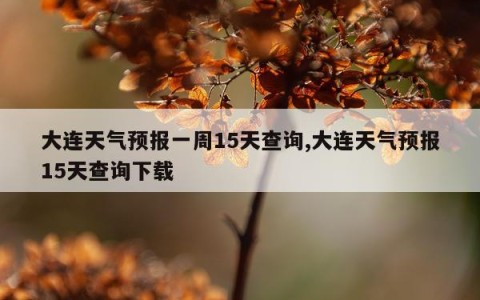 大连天气预报一周15天查询,大连天气预报15天查询下载