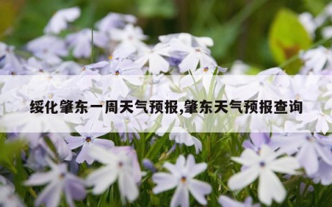 绥化肇东一周天气预报,肇东天气预报查询
