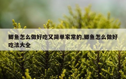 鲫鱼怎么做好吃又简单家常的,鲫鱼怎么做好吃法大全