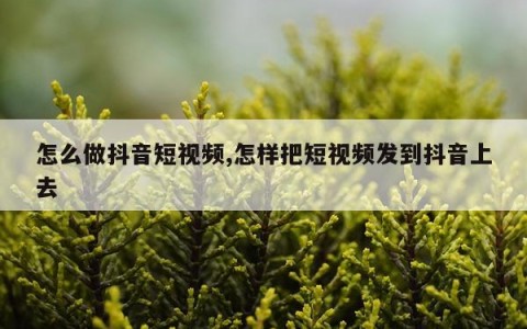 怎么做抖音短视频,怎样把短视频发到抖音上去