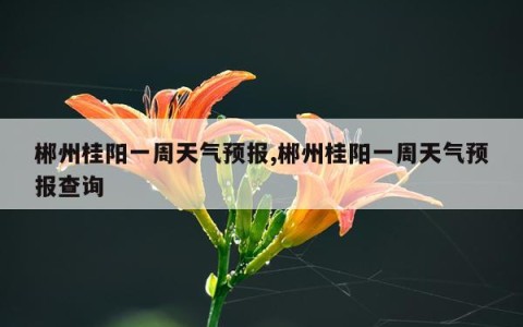 郴州桂阳一周天气预报,郴州桂阳一周天气预报查询