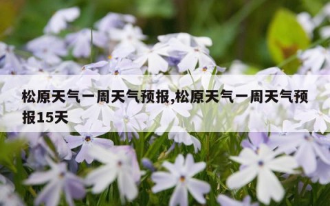 松原天气一周天气预报,松原天气一周天气预报15天