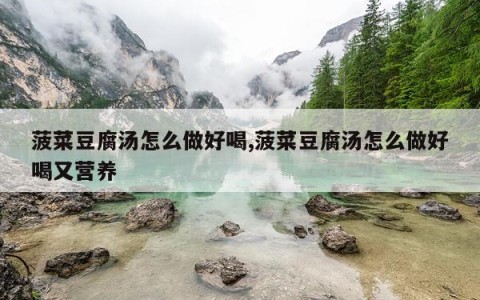 菠菜豆腐汤怎么做好喝,菠菜豆腐汤怎么做好喝又营养