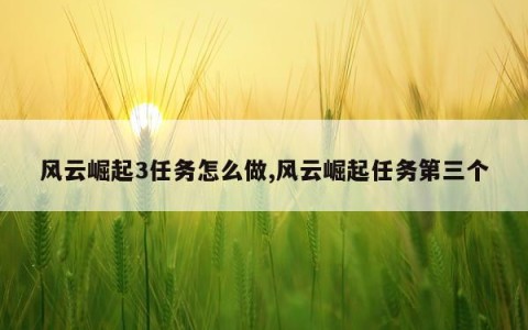 风云崛起3任务怎么做,风云崛起任务第三个