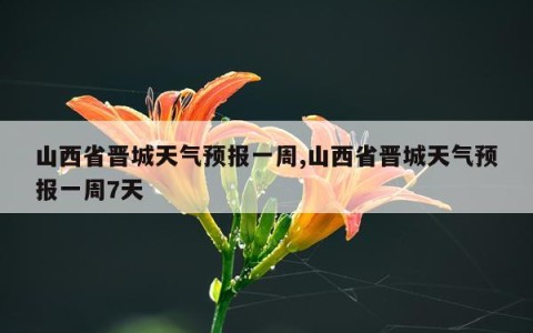 山西省晋城天气预报一周,山西省晋城天气预报一周7天