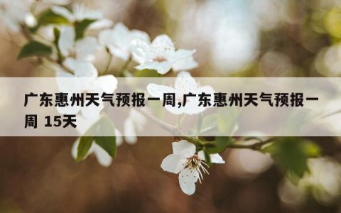 广东惠州天气预报一周,广东惠州天气预报一周 15天