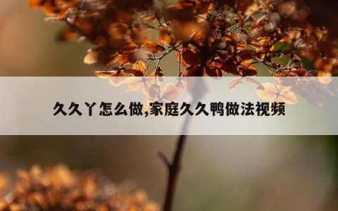 久久丫怎么做,家庭久久鸭做法视频