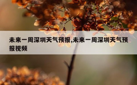 未来一周深圳天气预报,未来一周深圳天气预报视频