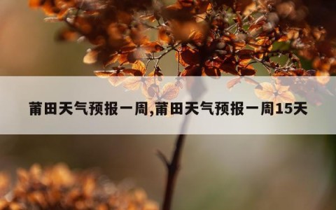 莆田天气预报一周,莆田天气预报一周15天
