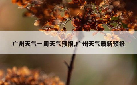 广州天气一周天气预报,广州天气最新预报