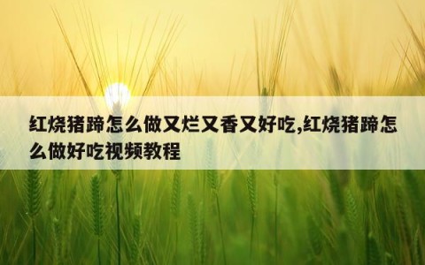 红烧猪蹄怎么做又烂又香又好吃,红烧猪蹄怎么做好吃视频教程