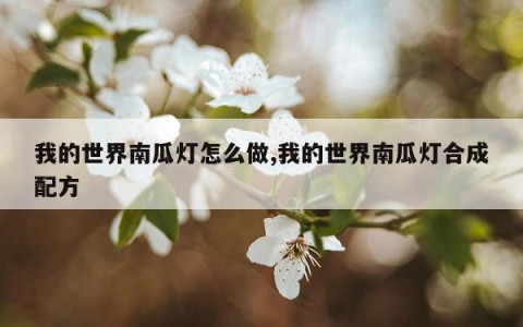 我的世界南瓜灯怎么做,我的世界南瓜灯合成配方