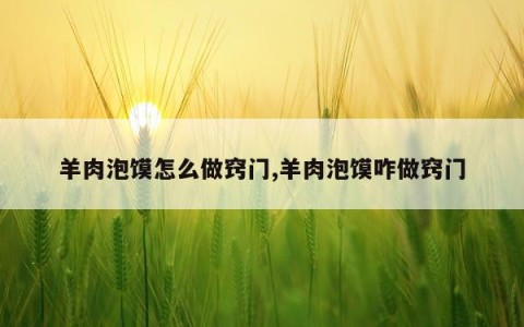 羊肉泡馍怎么做窍门,羊肉泡馍咋做窍门