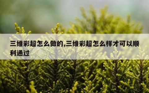 三维彩超怎么做的,三维彩超怎么样才可以顺利通过