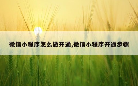 微信小程序怎么做开通,微信小程序开通步骤
