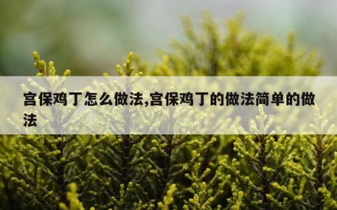 宫保鸡丁怎么做法,宫保鸡丁的做法简单的做法