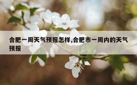 合肥一周天气预报怎样,合肥市一周内的天气预报