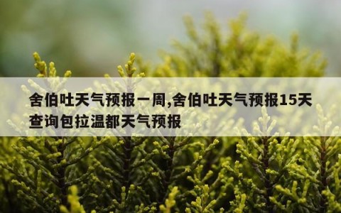 舍伯吐天气预报一周,舍伯吐天气预报15天查询包拉温都天气预报