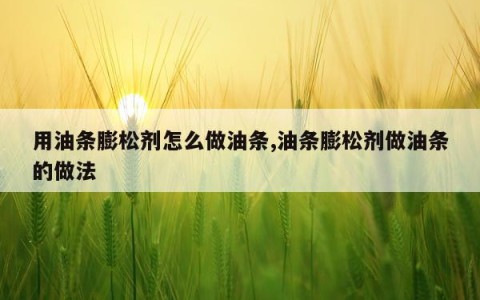 用油条膨松剂怎么做油条,油条膨松剂做油条的做法