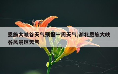 恩施大峡谷天气预报一周天气,湖北恩施大峡谷风景区天气