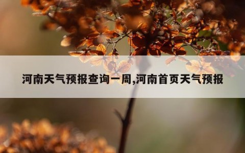 河南天气预报查询一周,河南首页天气预报