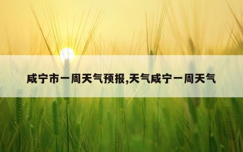 咸宁市一周天气预报,天气咸宁一周天气