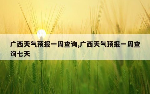 广西天气预报一周查询,广西天气预报一周查询七天