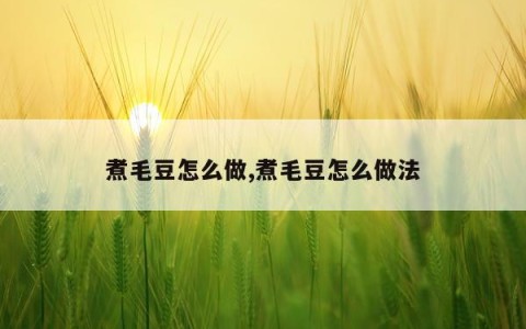 煮毛豆怎么做,煮毛豆怎么做法