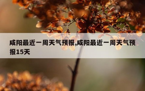 咸阳最近一周天气预报,咸阳最近一周天气预报15天