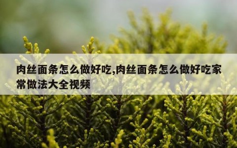 肉丝面条怎么做好吃,肉丝面条怎么做好吃家常做法大全视频