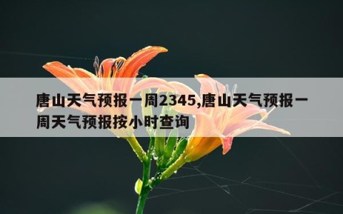 唐山天气预报一周2345,唐山天气预报一周天气预报按小时查询