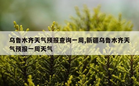 乌鲁木齐天气预报查询一周,新疆乌鲁木齐天气预报一周天气