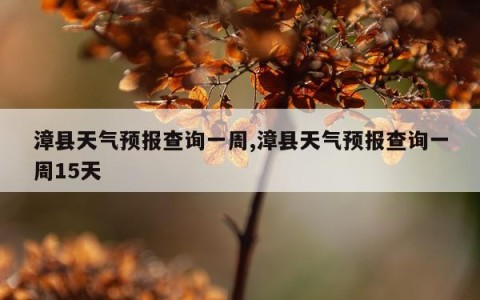 漳县天气预报查询一周,漳县天气预报查询一周15天