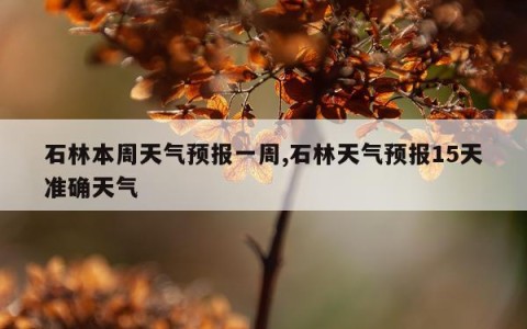 石林本周天气预报一周,石林天气预报15天准确天气