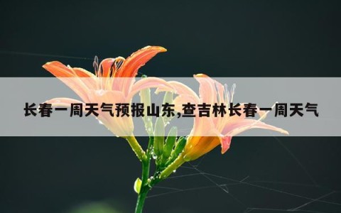 长春一周天气预报山东,查吉林长春一周天气