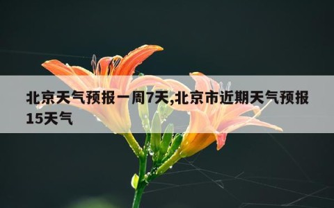 北京天气预报一周7天,北京市近期天气预报15天气
