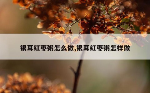 银耳红枣粥怎么做,银耳红枣粥怎样做