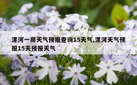 漯河一周天气预报查询15天气,漯河天气预报15天预报天气