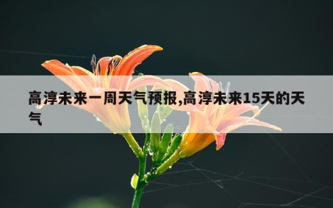 高淳未来一周天气预报,高淳未来15天的天气